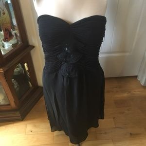 Sweetheart Cut Sequin Detail Little Black Dress